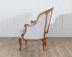 Pair of Louis XV Style Beech Gondola Armchairs in Gray Velvet 20th Century - 4313706
