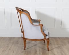 Pair of Louis XV Style Beech Gondola Armchairs in Gray Velvet 20th Century - 4313709