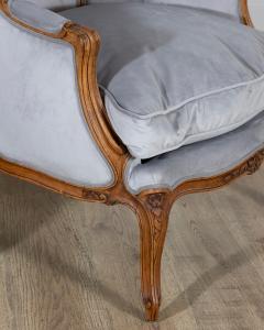Pair of Louis XV Style Beech Gondola Armchairs in Gray Velvet 20th Century - 4313710