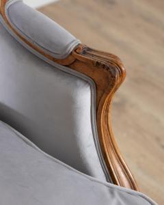 Pair of Louis XV Style Beech Gondola Armchairs in Gray Velvet 20th Century - 4313730