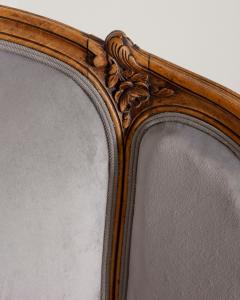 Pair of Louis XV Style Beech Gondola Armchairs in Gray Velvet 20th Century - 4313731