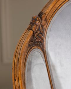 Pair of Louis XV Style Beech Gondola Armchairs in Gray Velvet 20th Century - 4313732