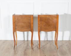 Pair of Louis XV Style Cherry Bedside Tables with Drawer and Niche - 4353378