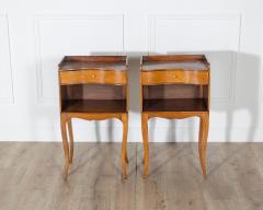 Pair of Louis XV Style Cherry Bedside Tables with Drawer and Niche - 4353382