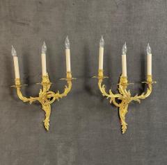 Pair of Louis XV Style Gilt Bronze Wall Sconces - 2550341