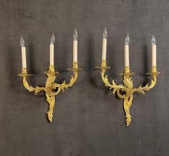 Pair of Louis XV Style Gilt Bronze Wall Sconces - 2550345