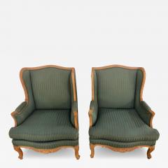 Pair of Louis XV Style Lounge or Wing Chairs Carved Large - 3018396