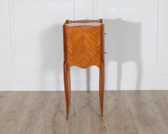 Pair of Louis XV Style Marquetry Bedside Tables with Floral Inlay - 4375364