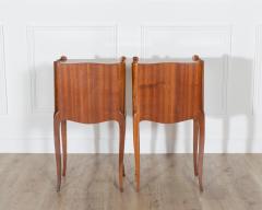 Pair of Louis XV Style Marquetry Bedside Tables with Floral Inlay - 4375406