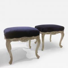 Pair of Louis XV Style Stools in Purple Velvet - 2853877