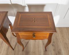 Pair of Louis XV Style Walnut Bedside Tables with Inlaid Details - 4353317