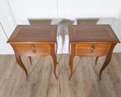 Pair of Louis XV Style Walnut Bedside Tables with Inlaid Details - 4353337