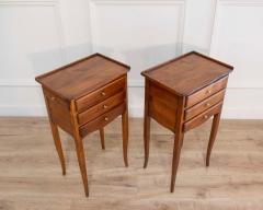 Pair of Louis XV Style Walnut Bedside Tables with Three Drawers France - 4451731