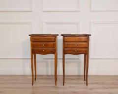 Pair of Louis XV Style Walnut Bedside Tables with Three Drawers France - 4451735
