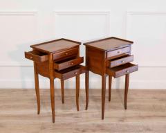 Pair of Louis XV Style Walnut Bedside Tables with Three Drawers France - 4451803