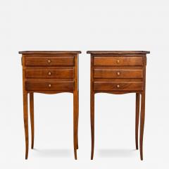 Pair of Louis XV Style Walnut Bedside Tables with Three Drawers France - 4454562