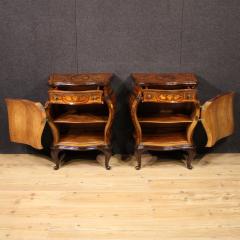 Pair of Louis XV style inlaid Lombard bedside tables - 4212069