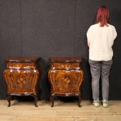 Pair of Louis XV style inlaid Lombard bedside tables - 4212070