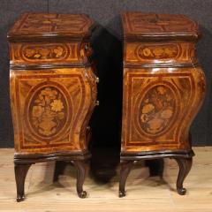 Pair of Louis XV style inlaid Lombard bedside tables - 4212076