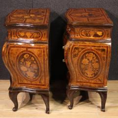 Pair of Louis XV style inlaid Lombard bedside tables - 4212077