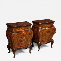 Pair of Louis XV style inlaid Lombard bedside tables - 4214214