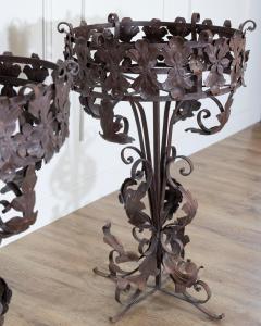 Pair of Louis XV style wrought iron plant stands - 4313697