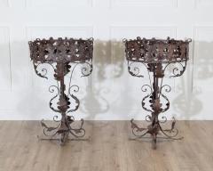 Pair of Louis XV style wrought iron plant stands - 4313703