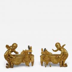 Pair of Louis XVI Bronze Cupid Andirons - 4631995