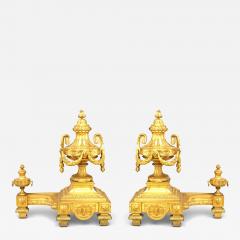 Pair of Louis XVI Bronze Dore Urn Andirons - 4325890