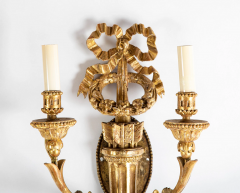 Pair of Louis XVI Giltwood Sconces with Bow Knot Quiver Motif - 2915569