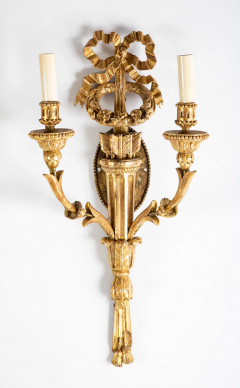 Pair of Louis XVI Giltwood Sconces with Bow Knot Quiver Motif - 2915630