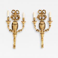 Pair of Louis XVI Giltwood Sconces with Bow Knot Quiver Motif - 2920730