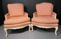 Pair of Louis XVI Painted Berg re or Lounge Chairs Scalamandre Upholstery - 2973707