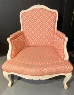 Pair of Louis XVI Painted Berg re or Lounge Chairs Scalamandre Upholstery - 2973710