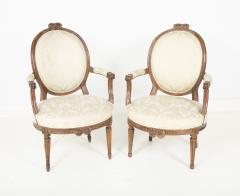 Pair of Louis XVI Period Oval Back Fauteuil - 2111341