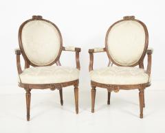 Pair of Louis XVI Period Oval Back Fauteuil - 2111345