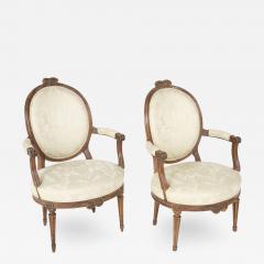 Pair of Louis XVI Period Oval Back Fauteuil - 2112760