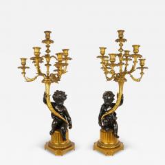 Pair of Louis XVI Seven Light Candelabra with Putto Figurals 19th Century - 4413570
