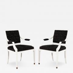 Pair of Louis XVI Style Arm Chairs in Black and White - 2766032