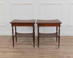 Pair of Louis XVI Style Bedside Tables with Curved Fronts and Lower Shelves - 4451683