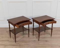 Pair of Louis XVI Style Bedside Tables with Curved Fronts and Lower Shelves - 4451687