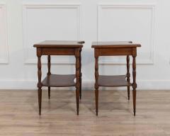 Pair of Louis XVI Style Bedside Tables with Curved Fronts and Lower Shelves - 4451693