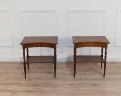 Pair of Louis XVI Style Bedside Tables with Curved Fronts and Lower Shelves - 4451772