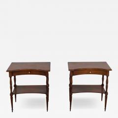 Pair of Louis XVI Style Bedside Tables with Curved Fronts and Lower Shelves - 4454553