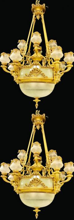 Pair of Louis XVI Style Bronze Chandeliers - 2937369