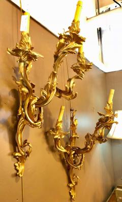 Pair of Louis XVI Style Bronze Three Light Gilt Bronze Sconces - 1302729