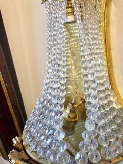 Pair of Louis XVI Style Bronze and Crystal Beaded Diminutive Wall Sconce - 2981008