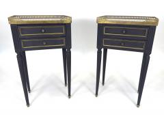 Pair of Louis XVI Style Ebonized Bedside Tables c 1900 - 4574619