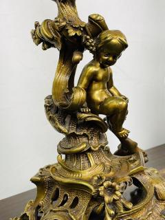 Pair of Louis XVI Style Gilt Bronze Candelabra Cherub Florentine Form - 2922653