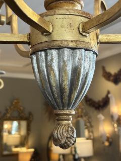 Pair of Louis XVI Style Giltwood and Wrought Iron 6 Light Chandeliers - 4217187